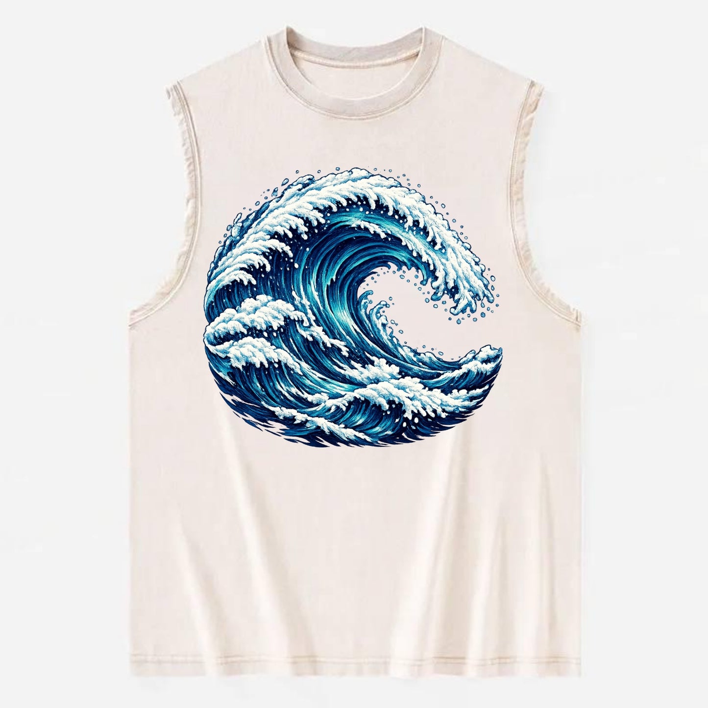 Ocean Wave - Vintage Washed Tank - Beige