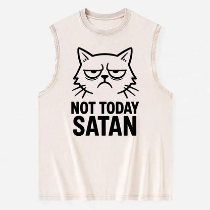 Monday Mood Cat - Vintage Washed Tank - Beige