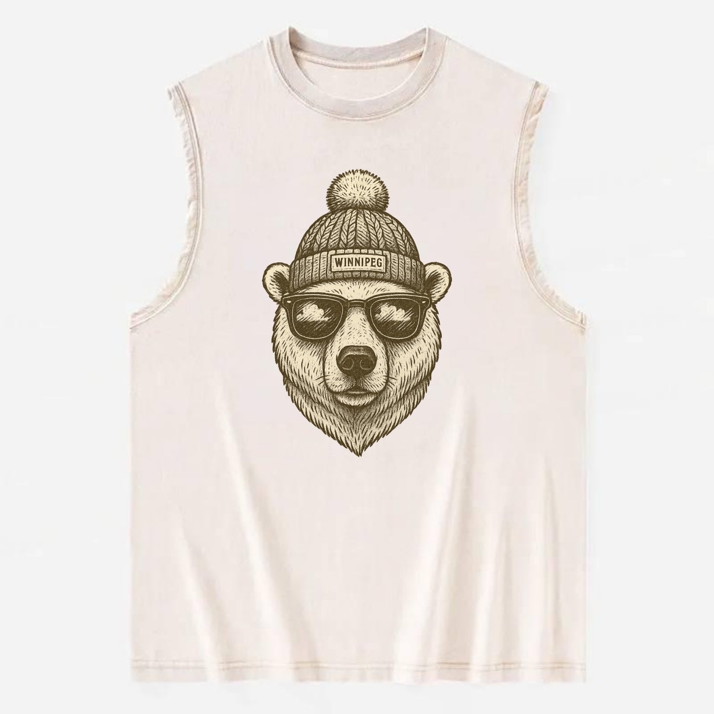 Winnipeg Polar Bear wearing Winnipeg bea - Vintage Washed Tank - Beige