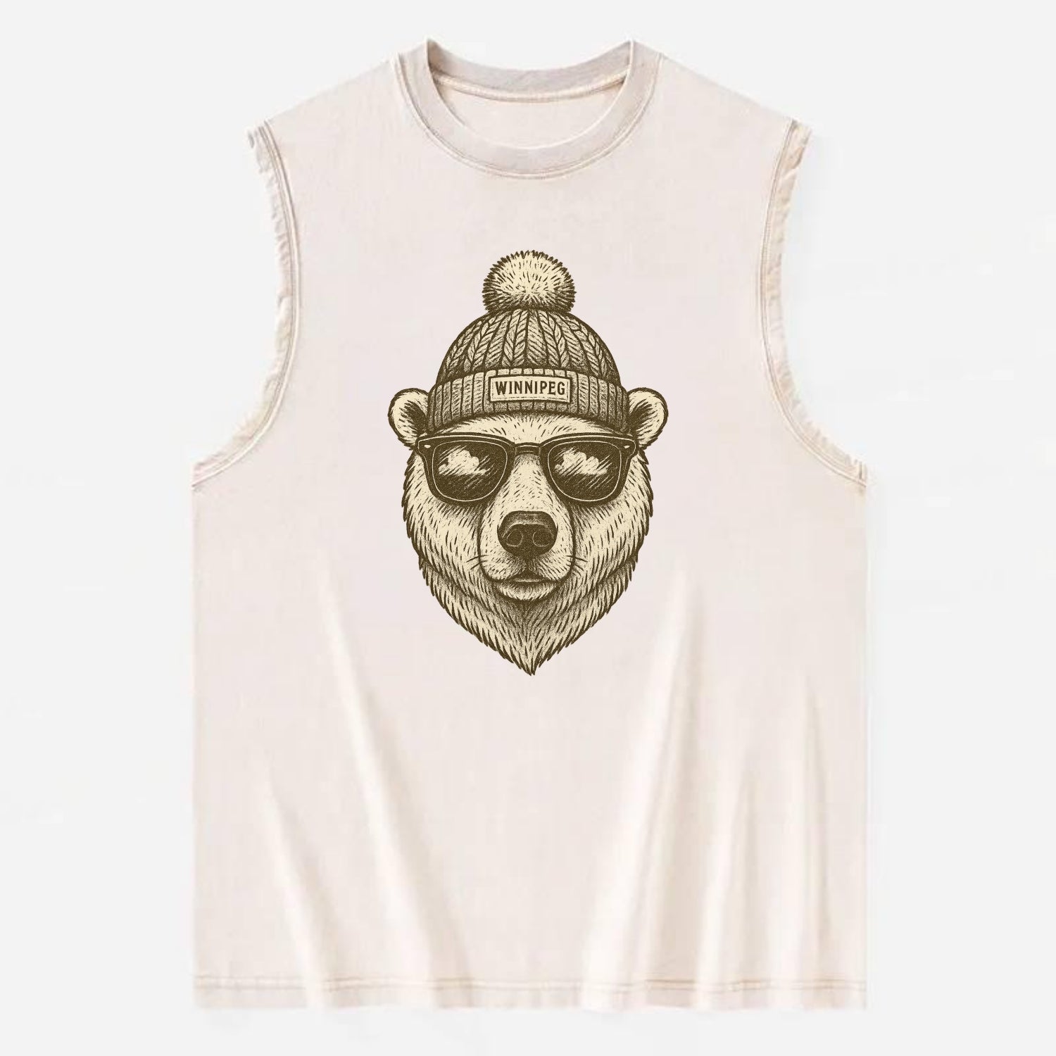 Winnipeg Polar Bear wearing Winnipeg bea - Vintage Washed Tank - Beige