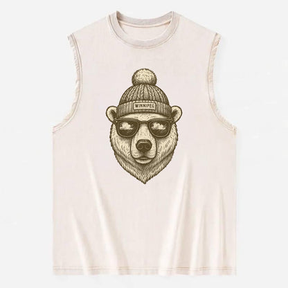 Winnipeg Polar Bear wearing Winnipeg bea - Vintage Washed Tank - Beige