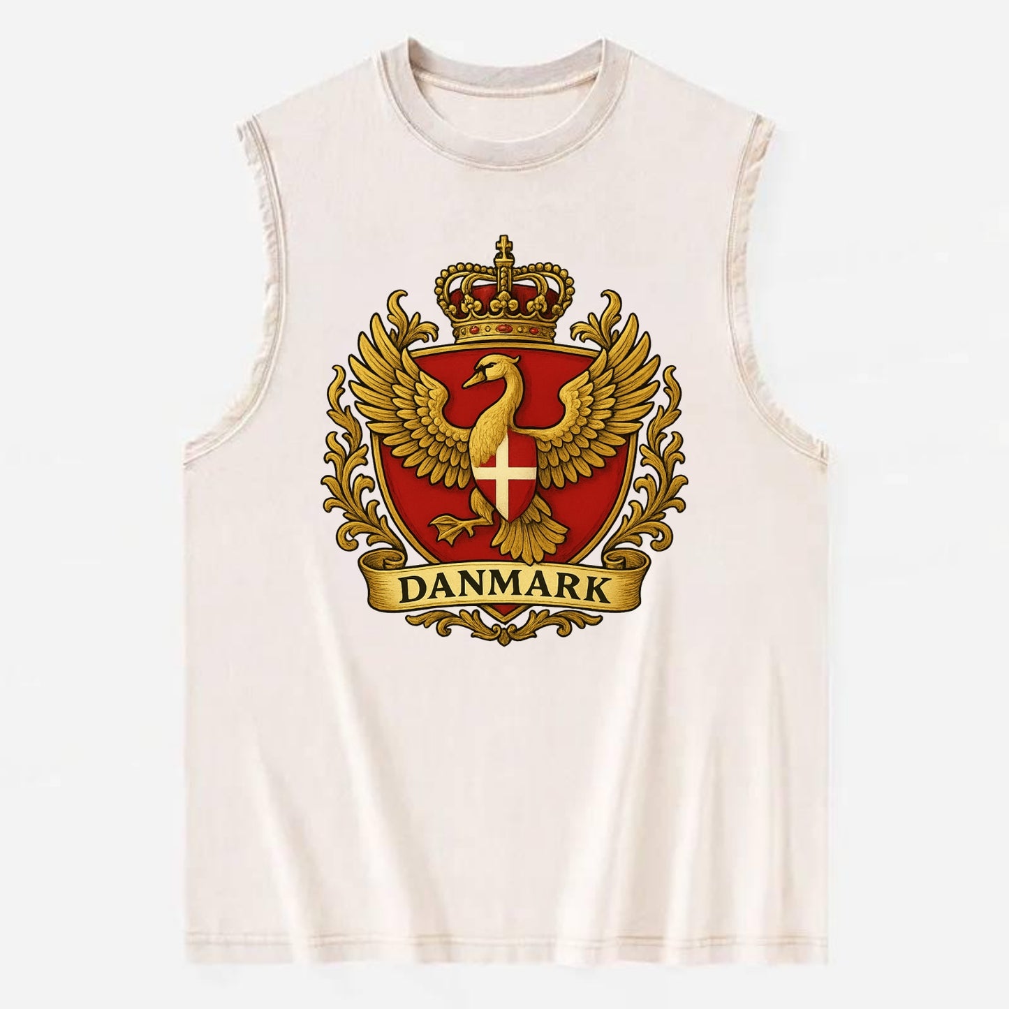 Denmark Heritage Badge  - Vintage Washed Tank - Beige