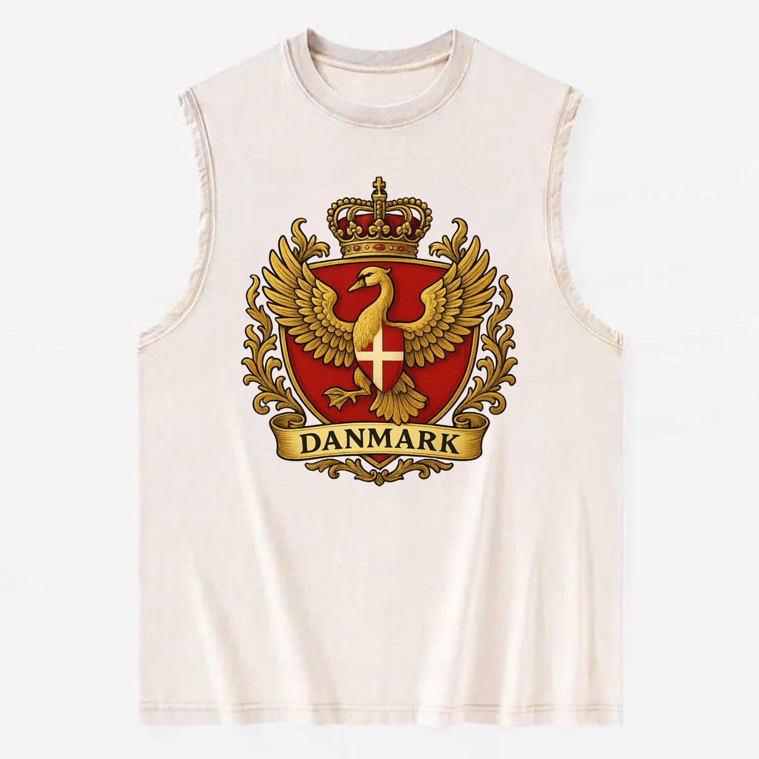 Denmark Heritage Badge  - Vintage Washed Tank - Beige