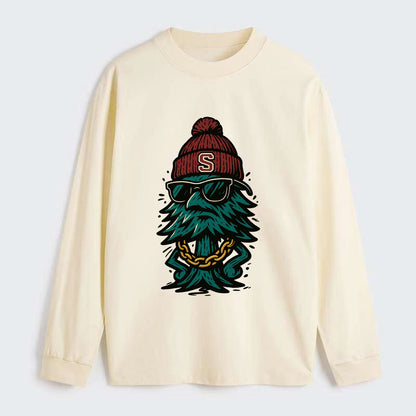 Palo Alto Tree wearing Stanford beanie with S patch - Classic Long Sleeve Shirt - Beige