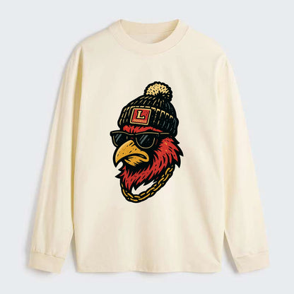 Louisville Cardinal wearing Louisville beanie with L patch - Classic Long Sleeve Shirt - Beige