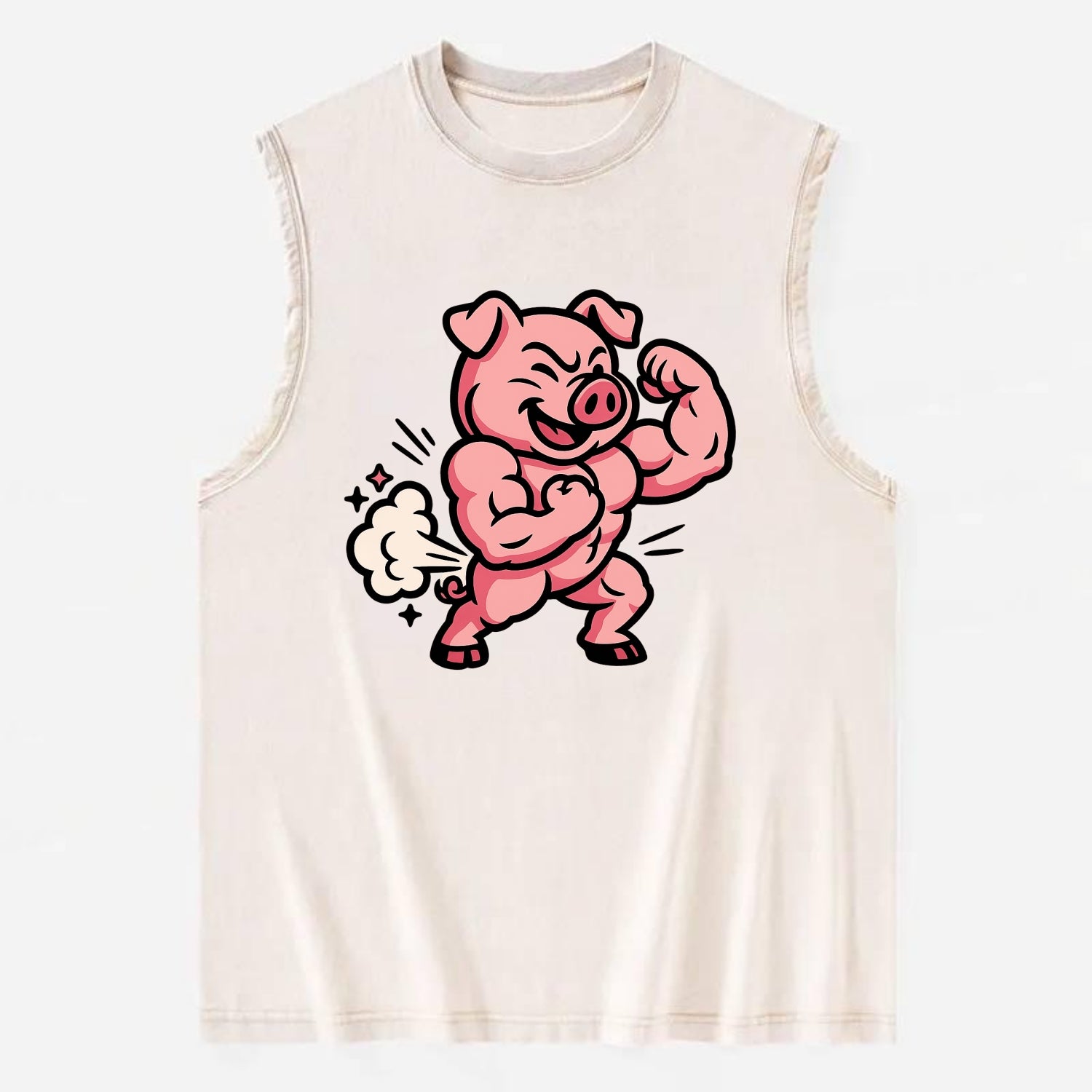 Strong Pig - Vintage Washed Tank - Beige