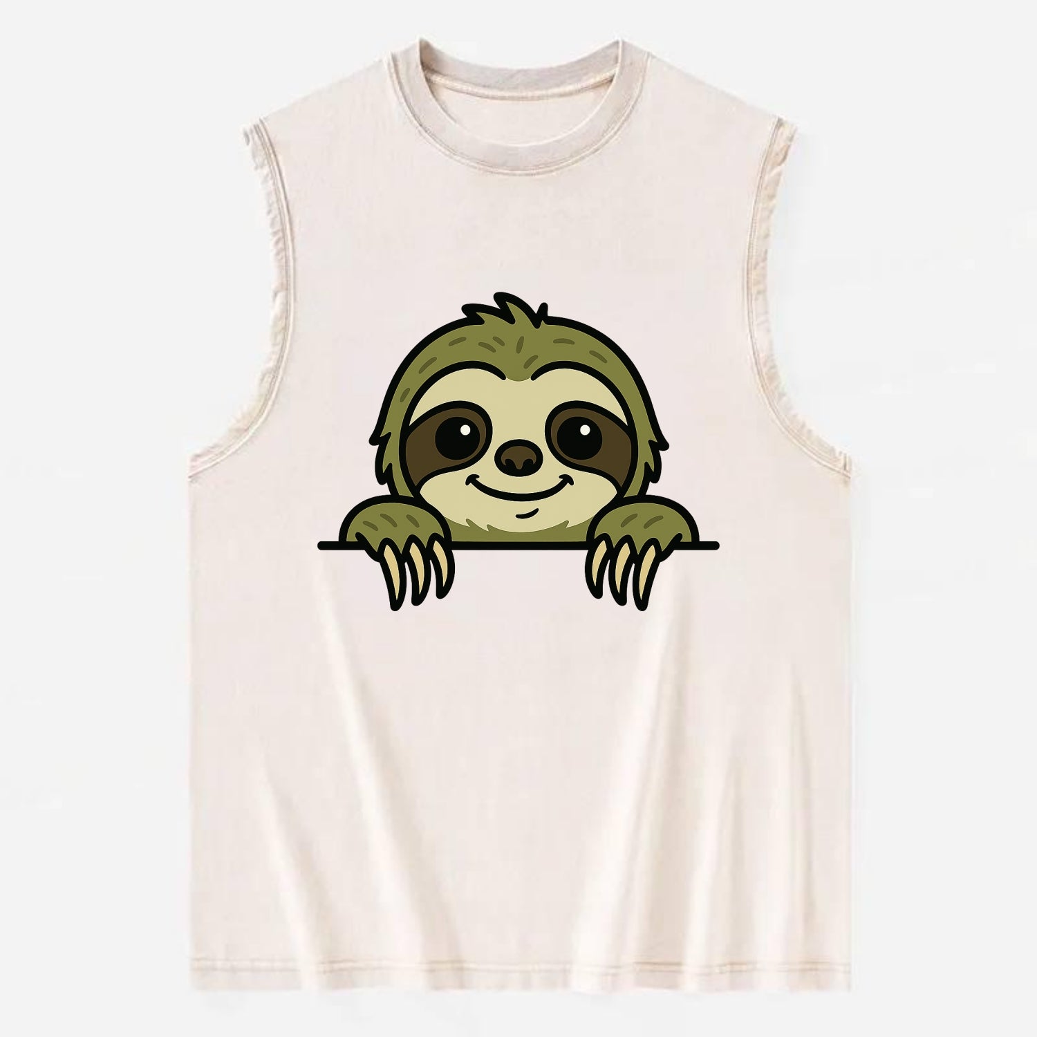 Sloth  - Vintage Washed Tank - Beige