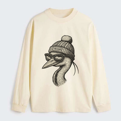 Toledo Great Blue Heron wearing Toledo b - Classic Long Sleeve Shirt - Beige