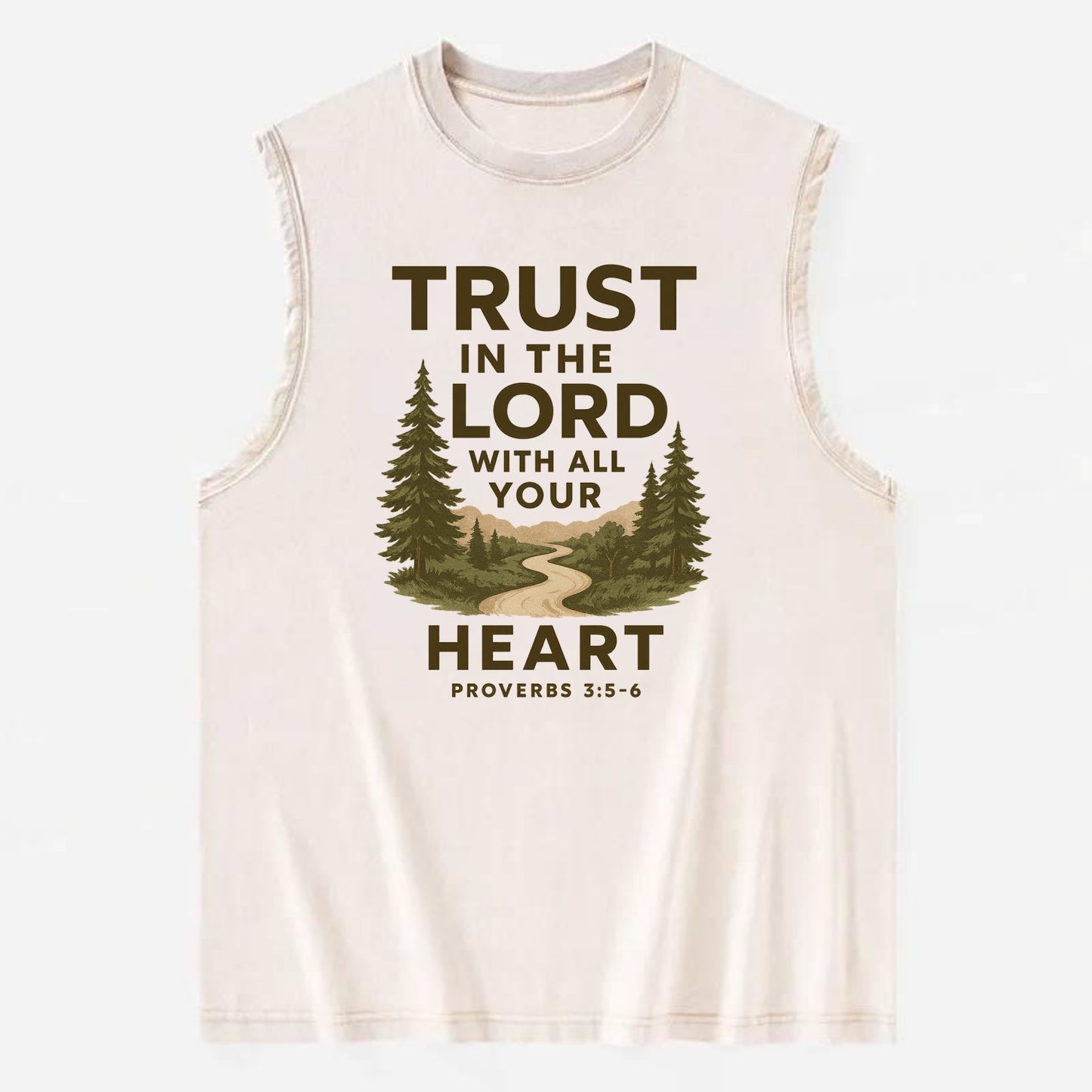 Proverbs 3:5-6 Path - Vintage Washed Tank - Beige