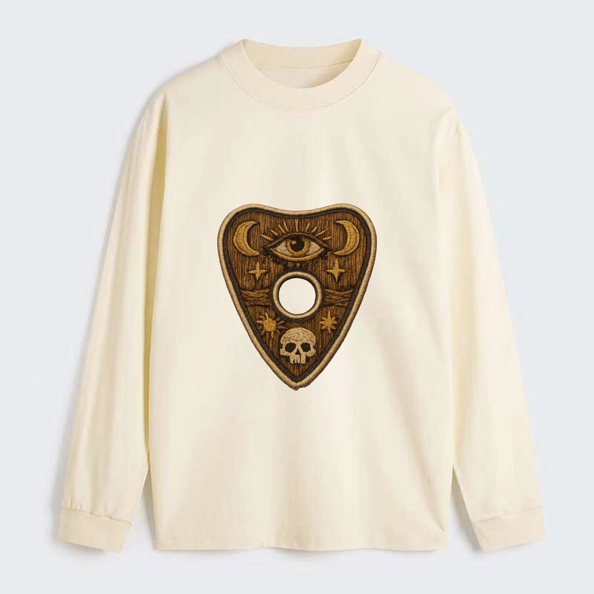 OUIJA PLANCHETTE - spirit board pointer in wood and gold , seance - Classic Long Sleeve Shirt - Beige