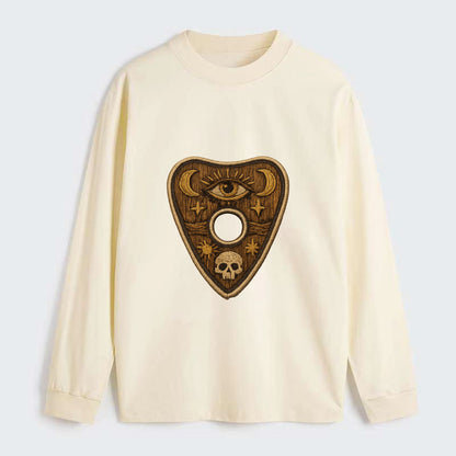 OUIJA PLANCHETTE - spirit board pointer in wood and gold , seance - Classic Long Sleeve Shirt - Beige