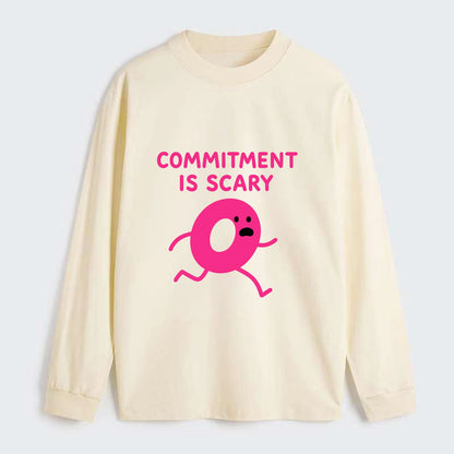 COMMITMENT IS SCARY | Terrified ring running away - Classic Long Sleeve Shirt - Beige