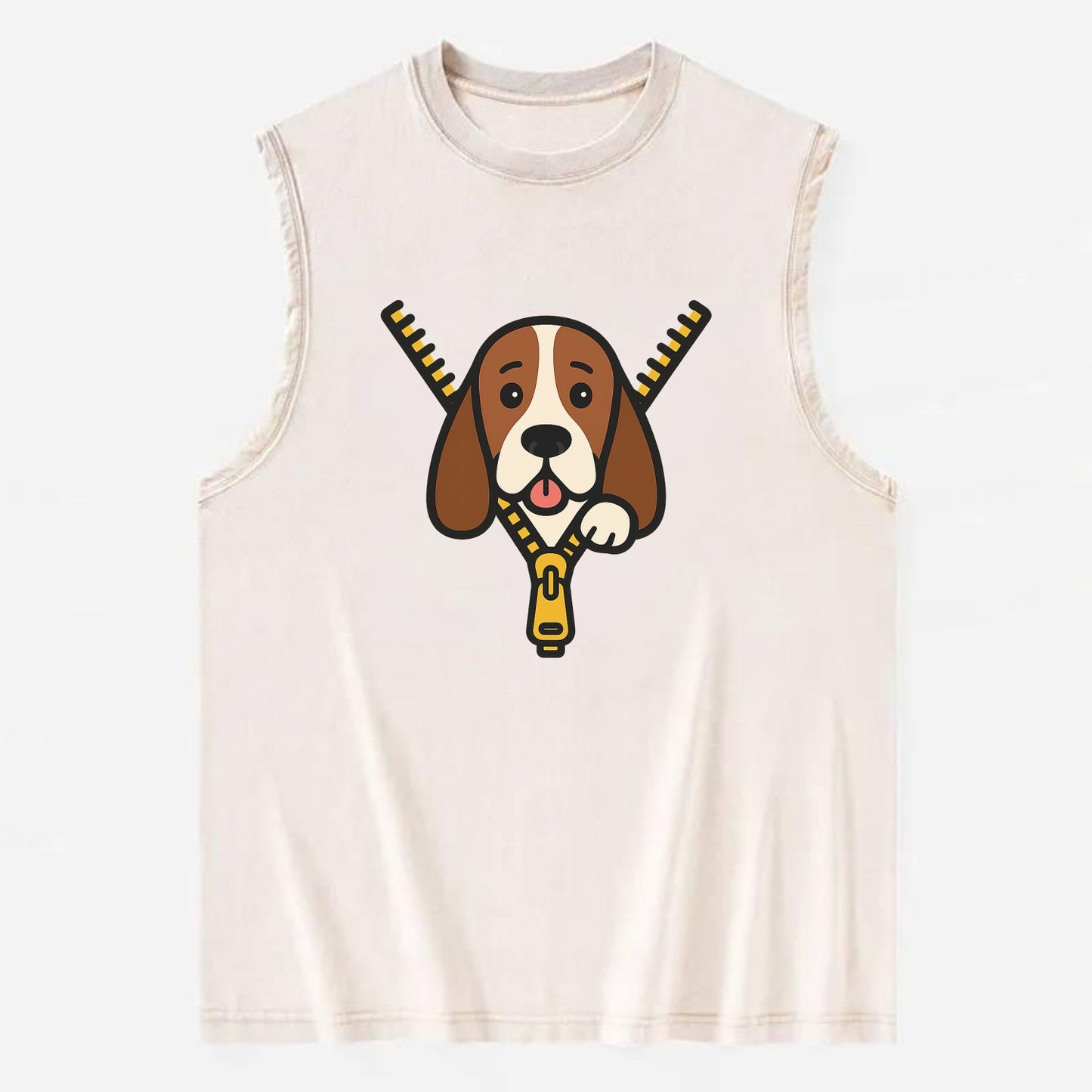 Basset Hound - Vintage Washed Tank - Beige