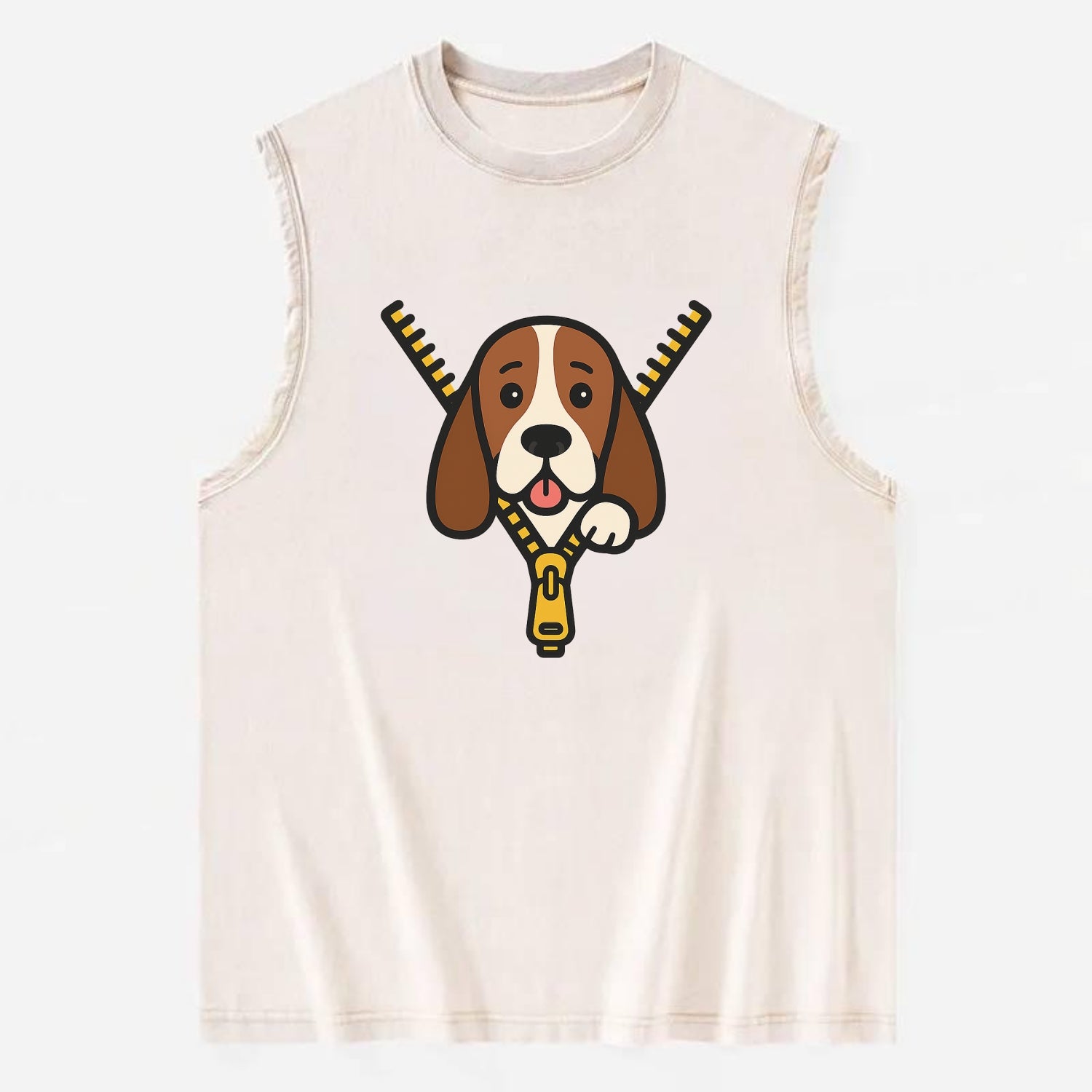 Basset Hound - Vintage Washed Tank - Beige