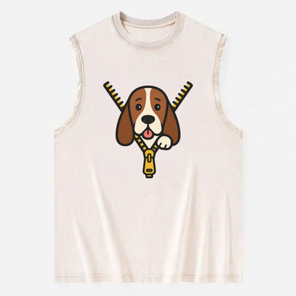 Basset Hound - Vintage Washed Tank - Beige