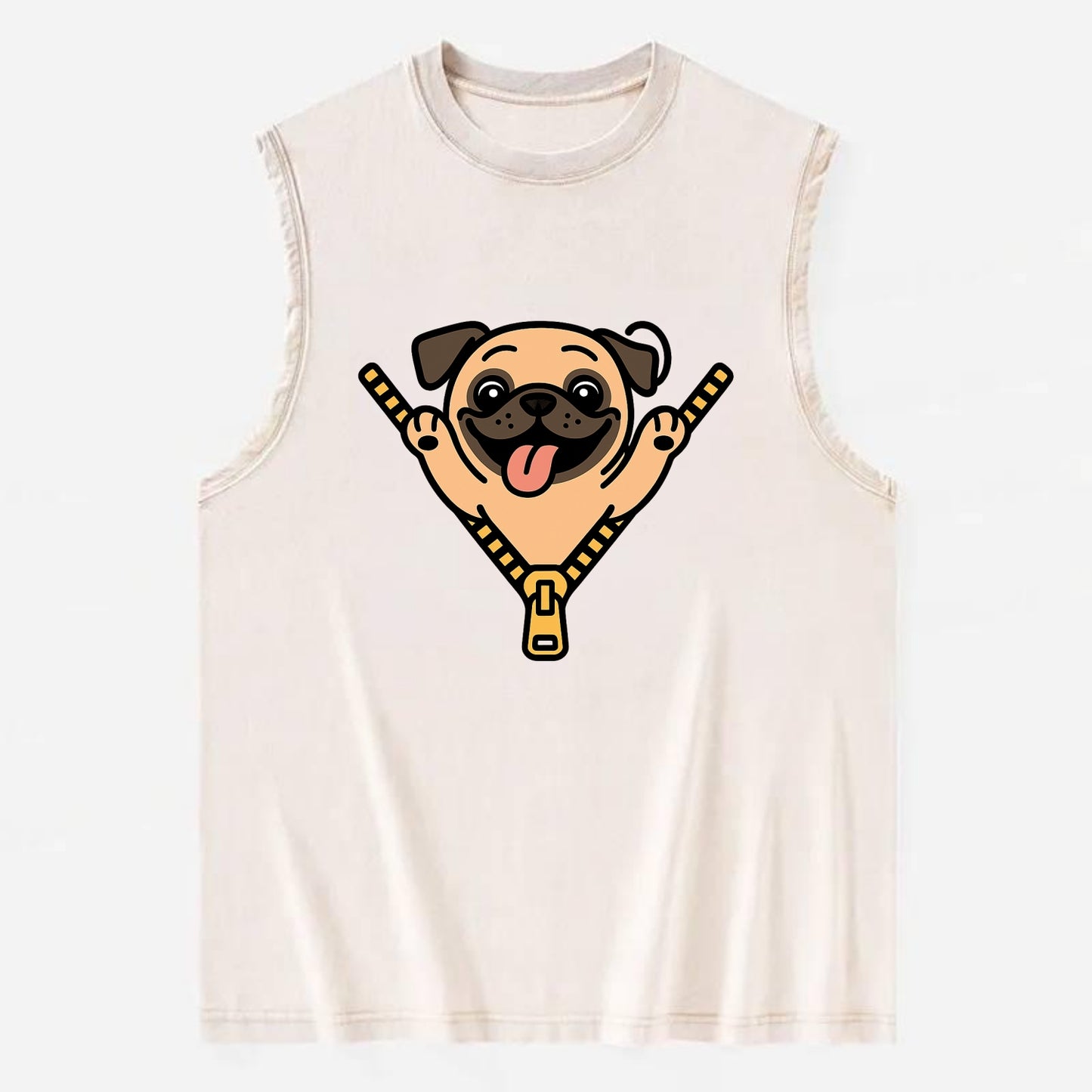 Pug - Vintage Washed Tank - Beige