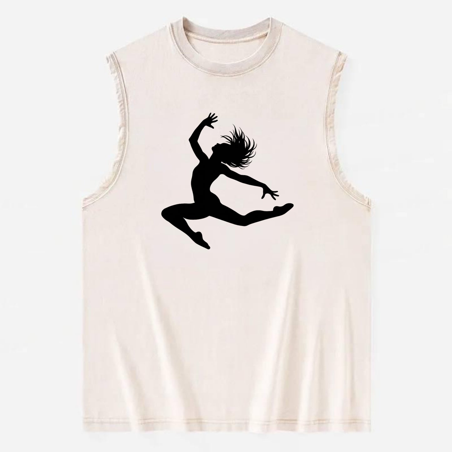 Contemporary dancer leap mid-air - Vintage Washed Tank - Beige