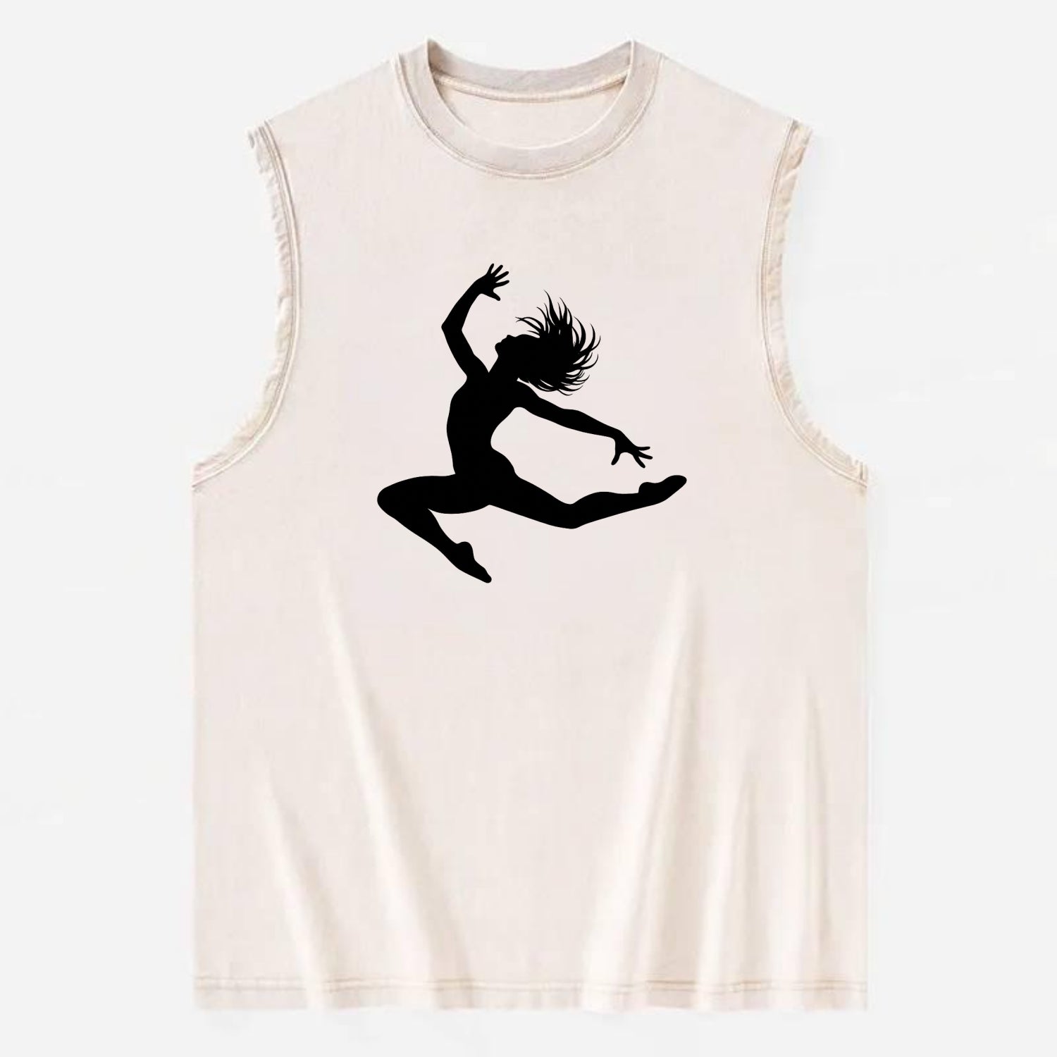 Contemporary dancer leap mid-air - Vintage Washed Tank - Beige
