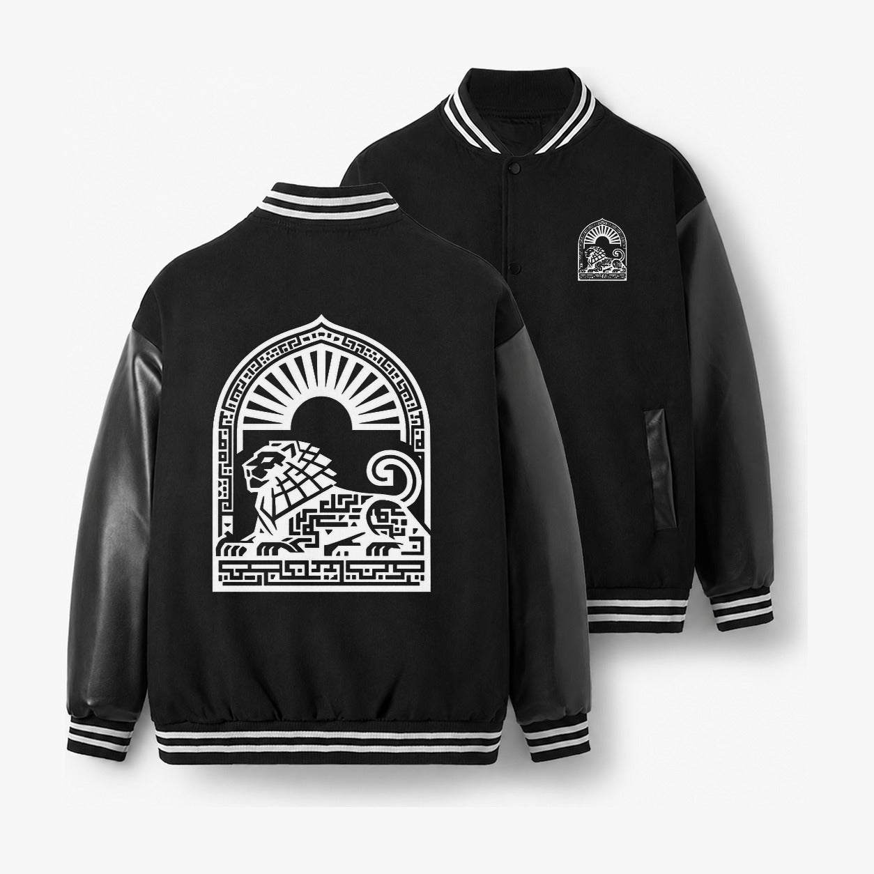 Persian Lion Arch Baseball Jacket – Black