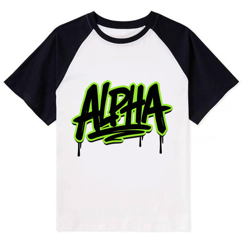 Bold typography design - ALPHA - leader of the pack - Contrast Raglan T-shirt