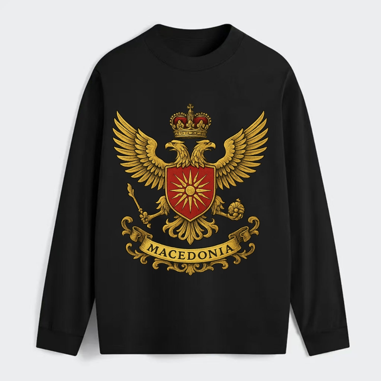 Macedonia Heritage Badge - Classic Long Sleeve Shirt - Black