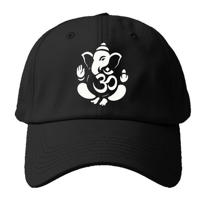 Ganesha elephant silhouette - negative space creates om symbol - Baseball Cap For Big Heads - Black
