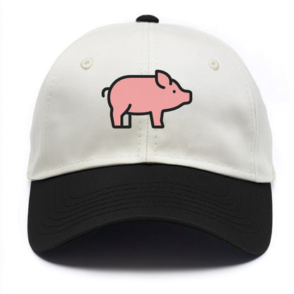 Pig - Pink farm pig flat side profile - Two Tone Cap - Black