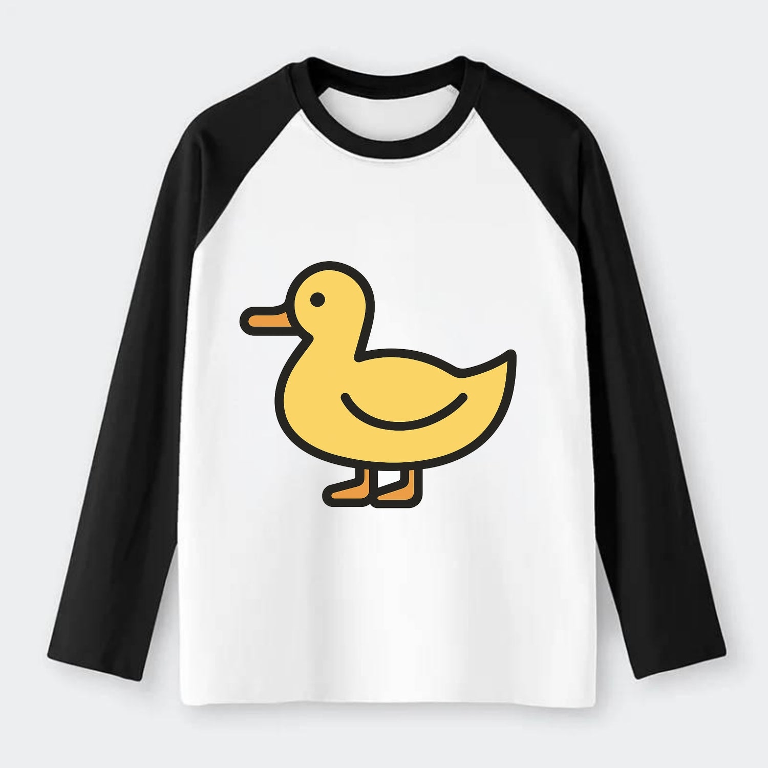 Duck - Yellow mallard flat side profile - Raglan Long Sleeve T-Shirt - Black