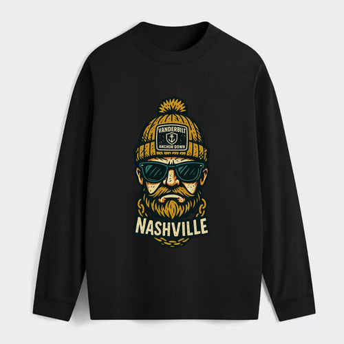 Nashville Commodore wearing Vanderbilt beanie with anchor patch - Classic Long Sleeve Shirt
