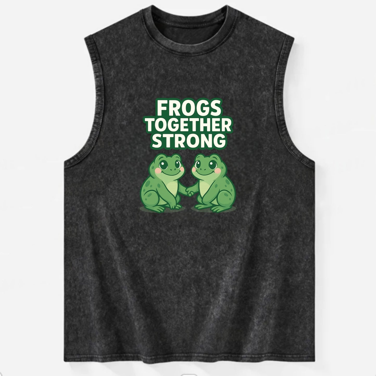 Frogs Together Strong 2 - Vintage Washed Tank - Black