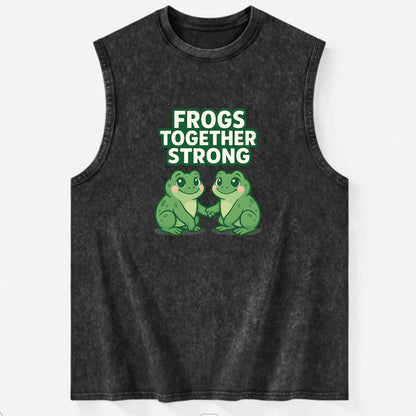 Frogs Together Strong 2 - Vintage Washed Tank - Black