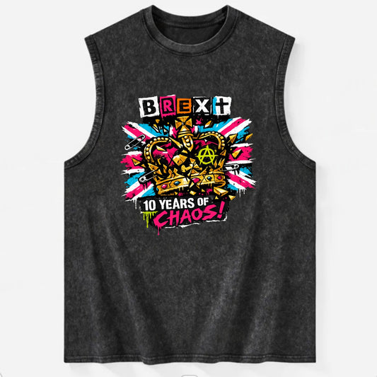 BROKEN CROWN | Shattered British crown | Gold fragments scattered | Power - Vintage Washed Tank - Black