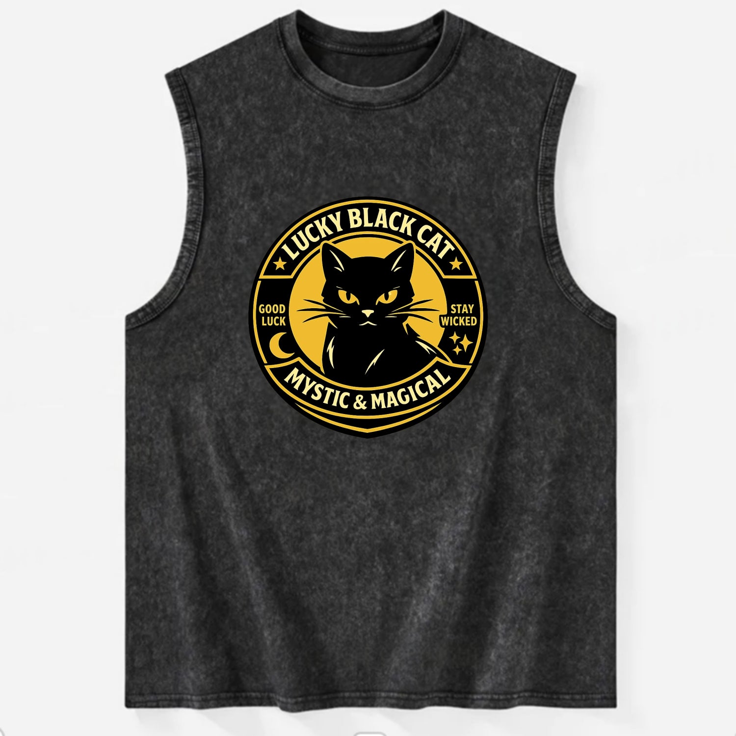 Mystic Feline Emblem - Vintage Washed Tank - Black