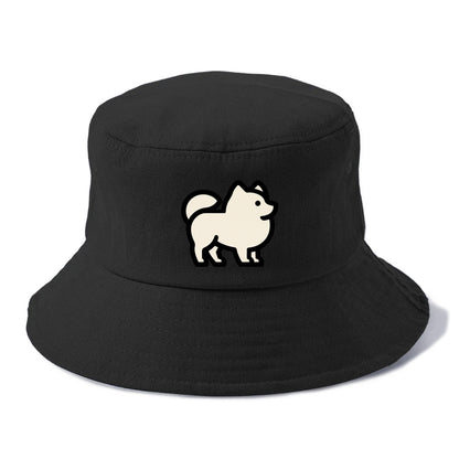 Pomeranian - Modern tiny fluffy logo wit - Bucket Hat - Black