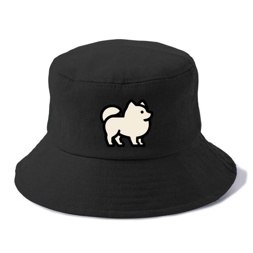 Pomeranian - Modern tiny fluffy logo wit - Bucket Hat