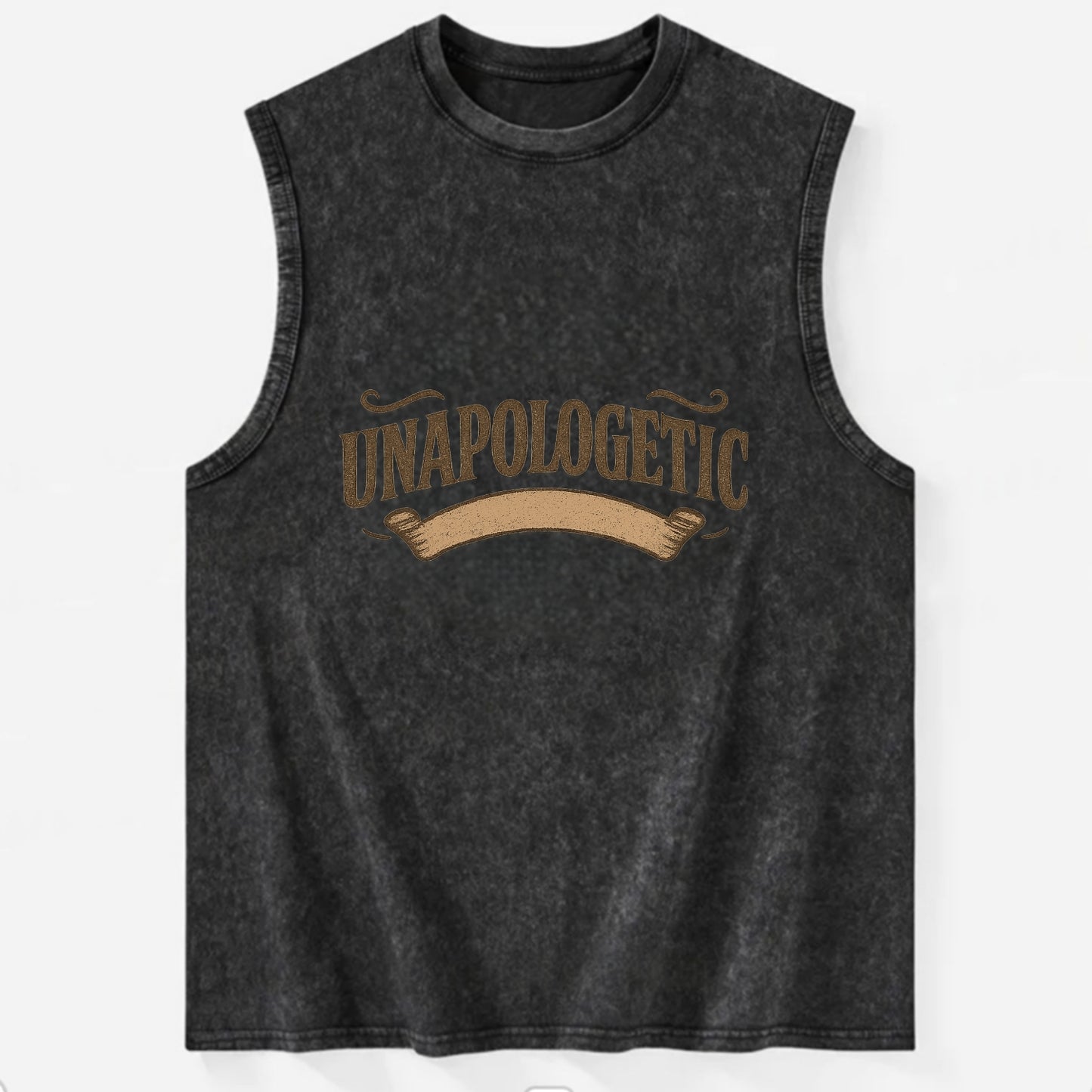 Bold typography design - "UNAPOLOGETIC" - no regrets, owning it - Vintage Washed Tank - Black