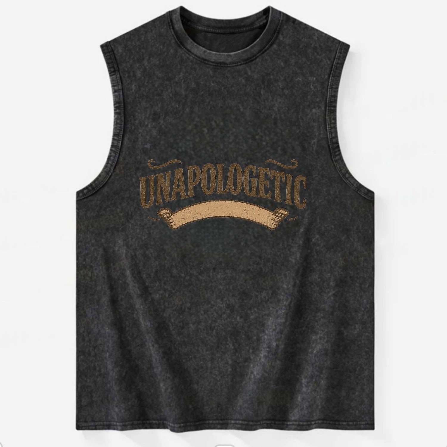 Bold typography design - "UNAPOLOGETIC" - no regrets, owning it - Vintage Washed Tank - Black