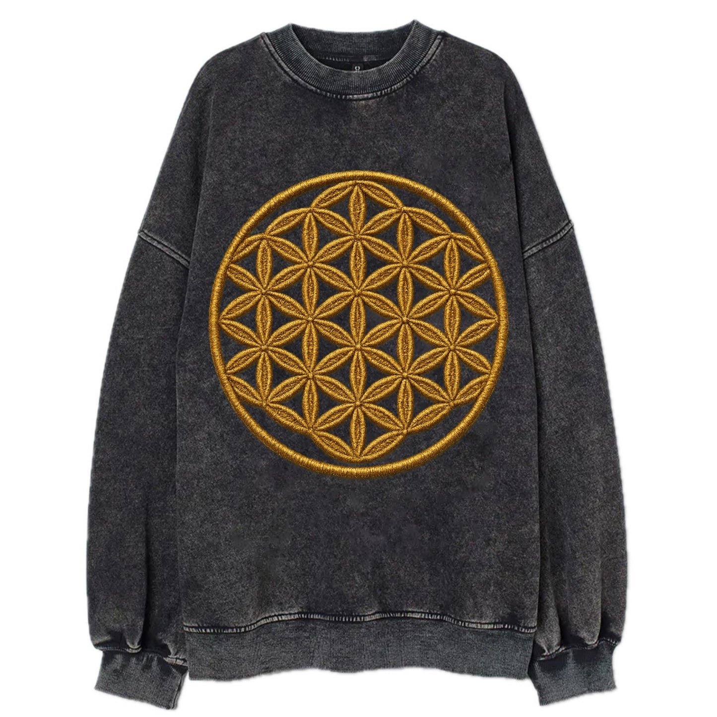 Flower of Life  - Vintage Sweatshirt - Black
