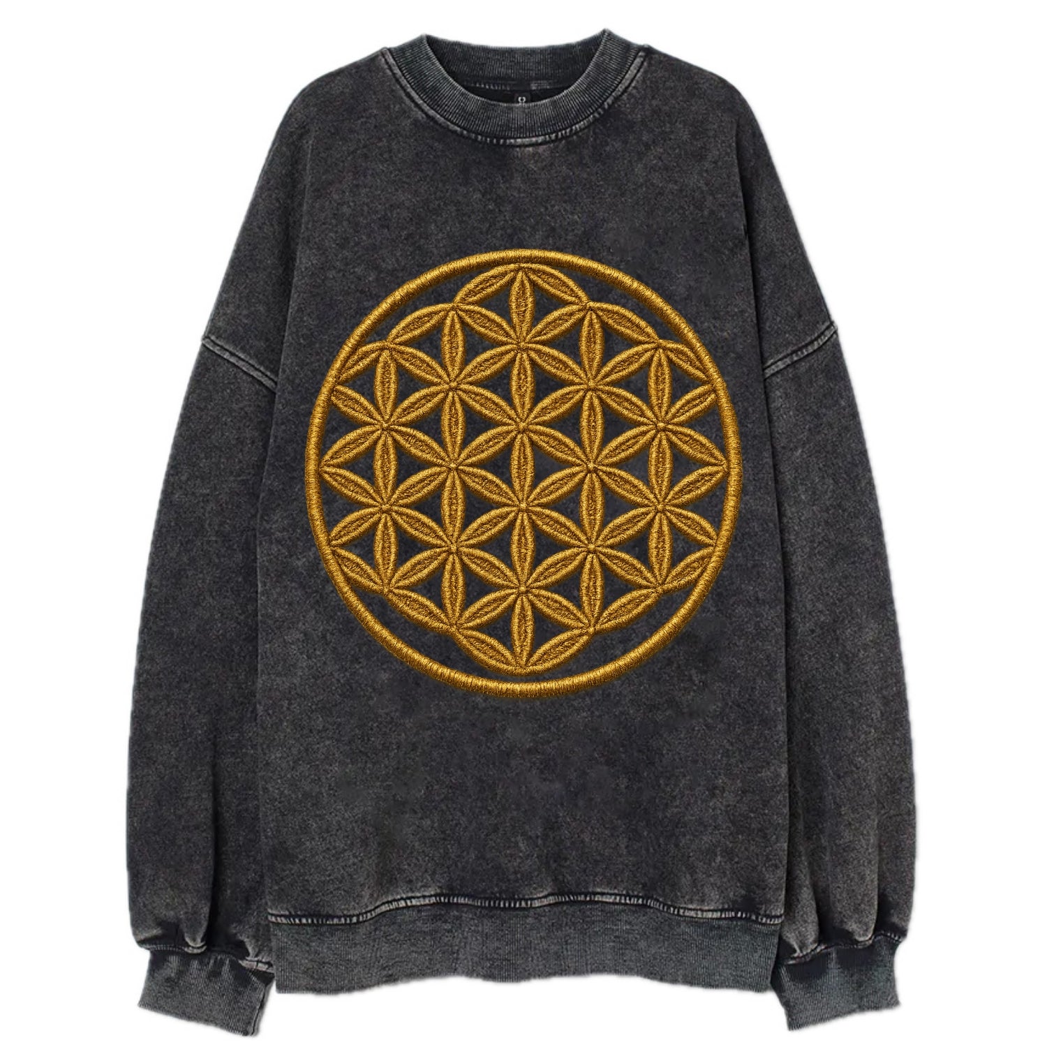 Flower of Life  - Vintage Sweatshirt - Black