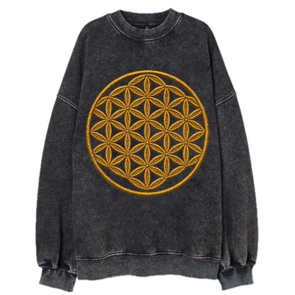 Flower of Life  - Vintage Sweatshirt - Black