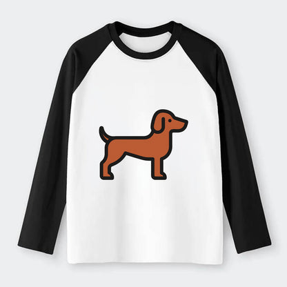 Vizsla - Rust colored flat side profile - Raglan Long Sleeve T-Shirt - Black