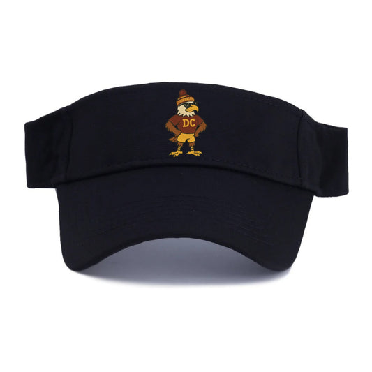 DC Eagle wearing Commanders burgundy and gold beanie with pom pom and wayfarer sunglasses - Visor - Black