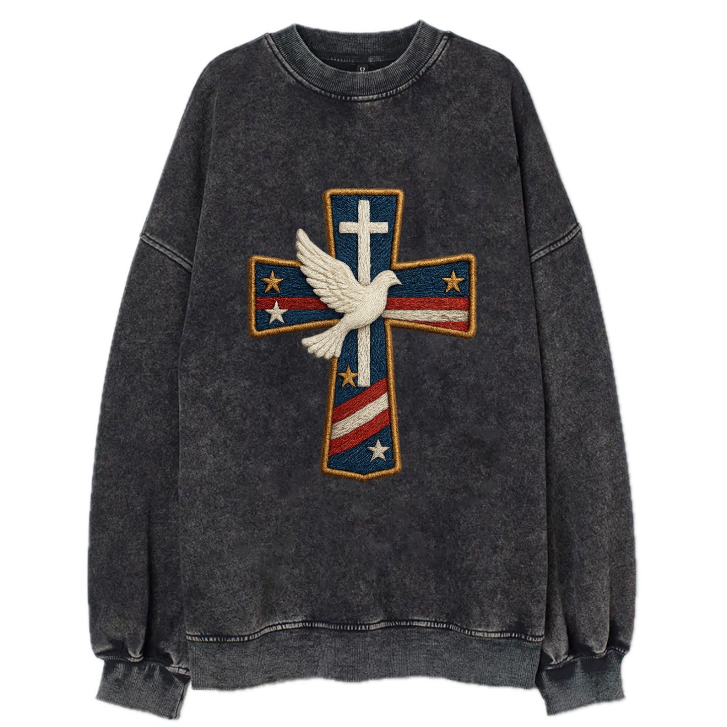 Dove and Cross  - Vintage Sweatshirt - Black