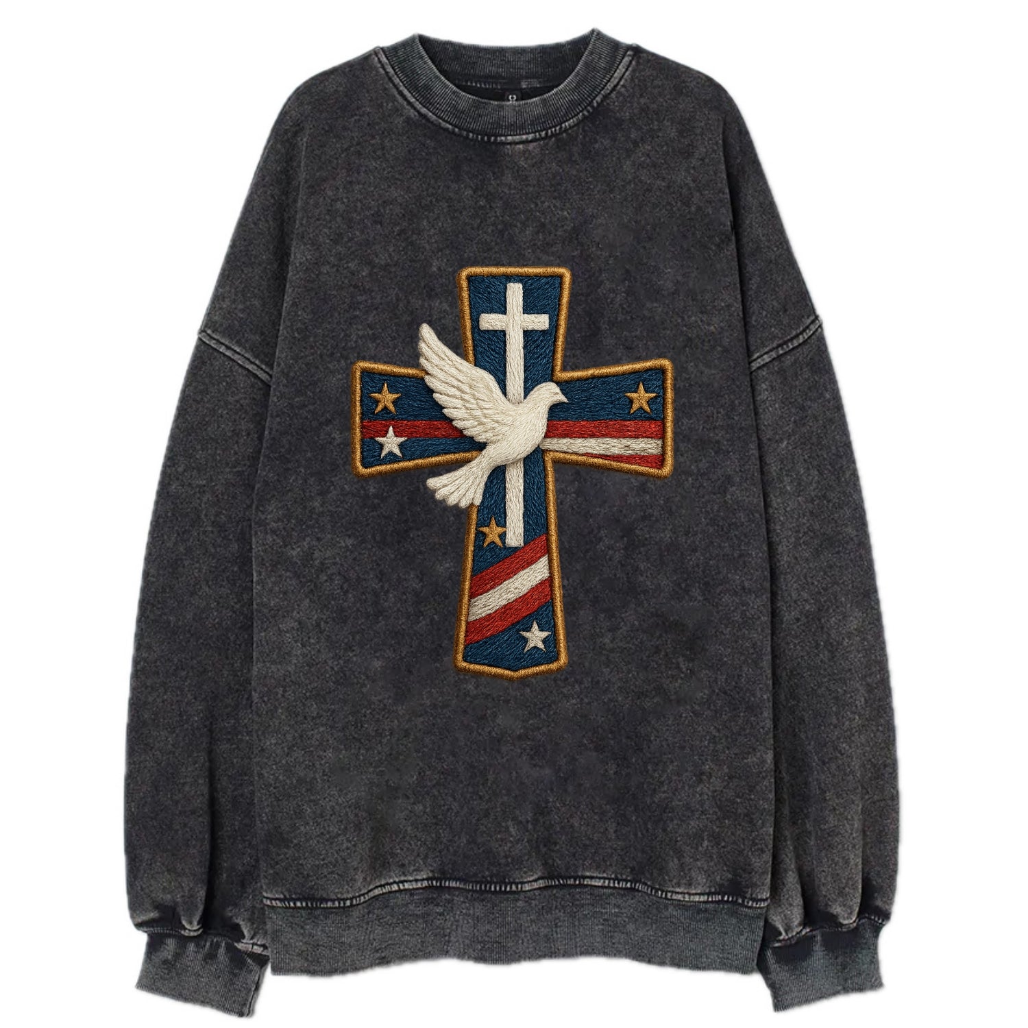 Dove and Cross  - Vintage Sweatshirt - Black