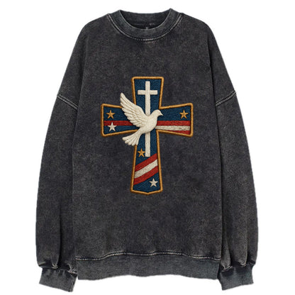 Dove and Cross  - Vintage Sweatshirt - Black