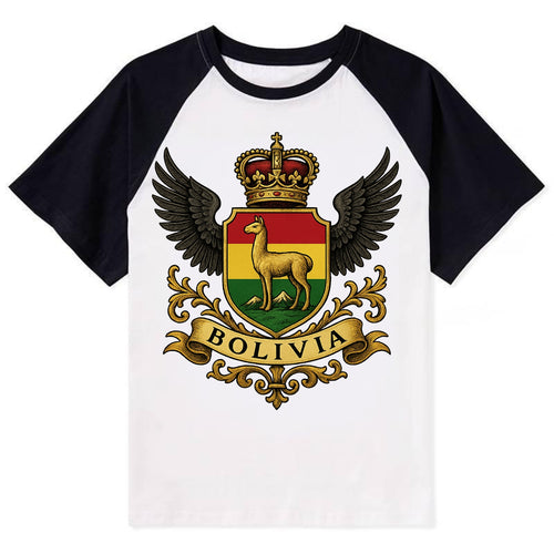 Bolivia Llama Emblem  - Contrast Raglan T-shirt