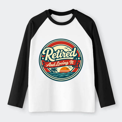 Carefree Retirement Emblem - Raglan Long Sleeve T-Shirt - Black