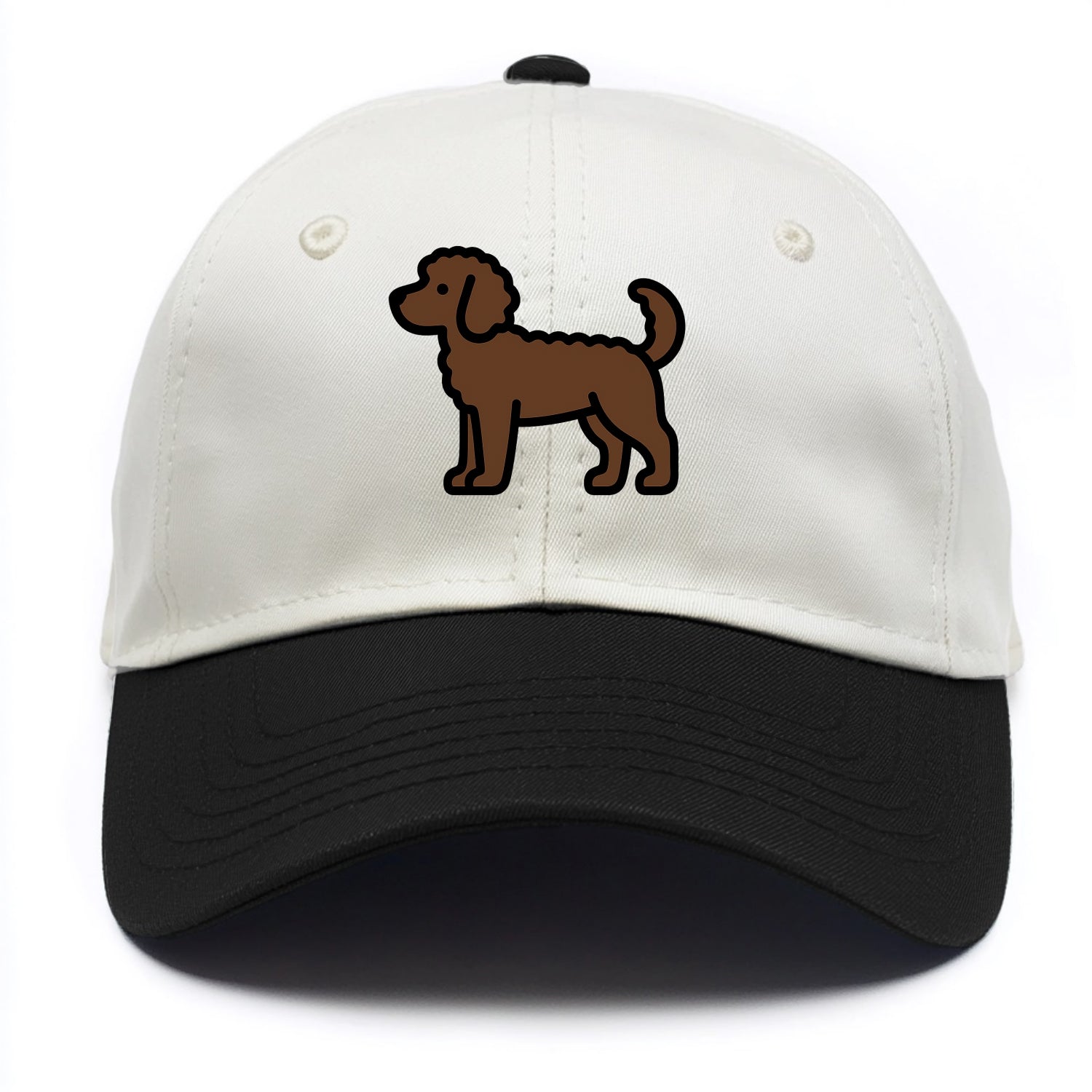 Labradoodle - Chocolate curly flat side profile - Two Tone Cap - Black