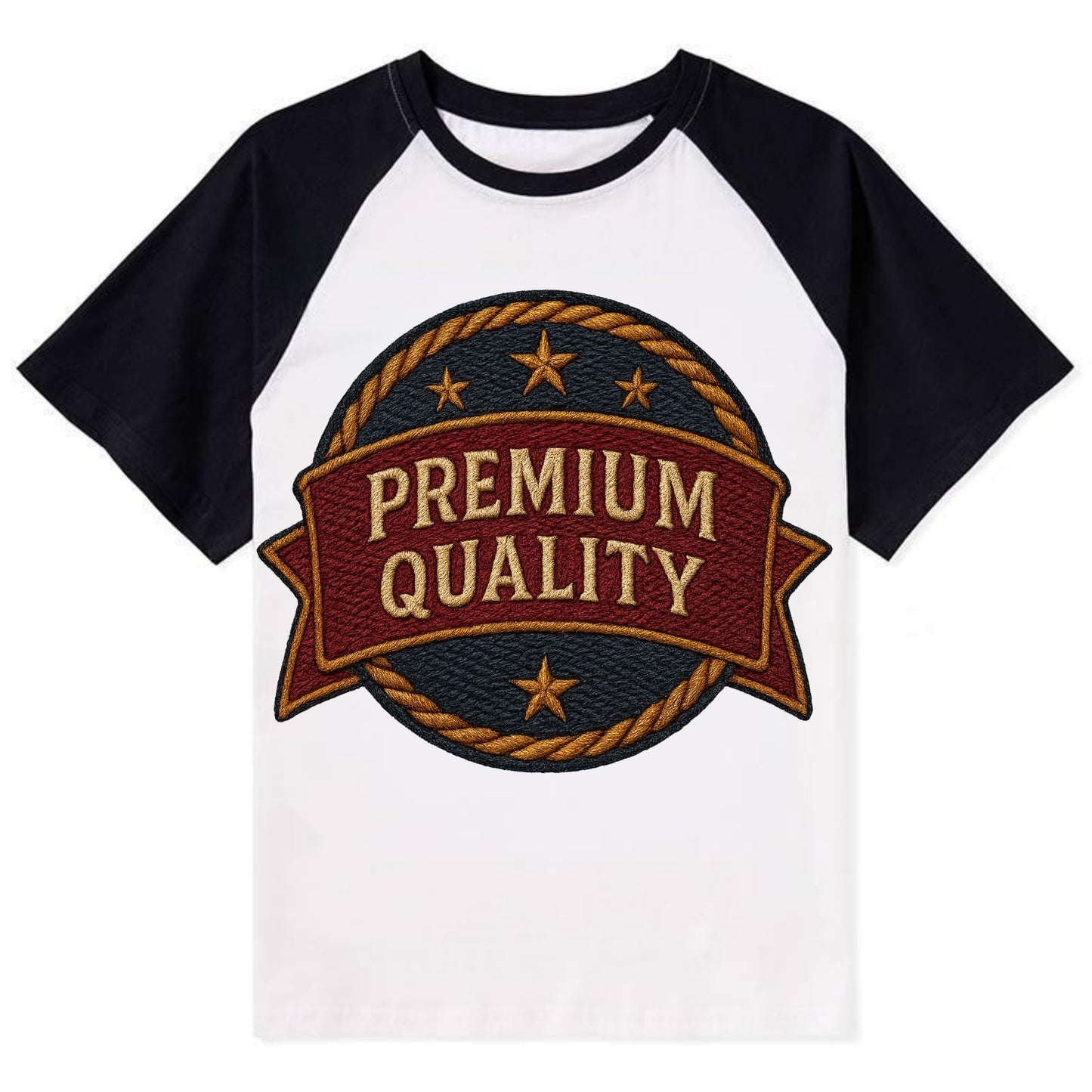 Premium Quality Badge  - Contrast Raglan T-shirt - Black