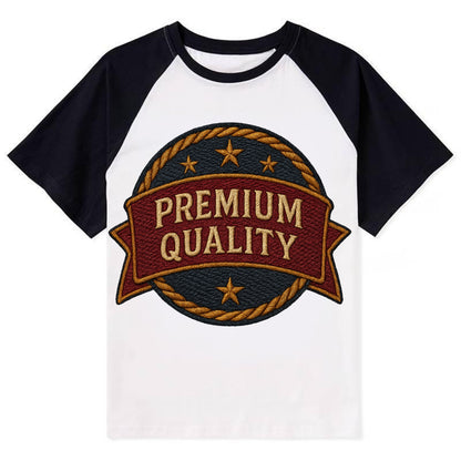 Premium Quality Badge  - Contrast Raglan T-shirt - Black